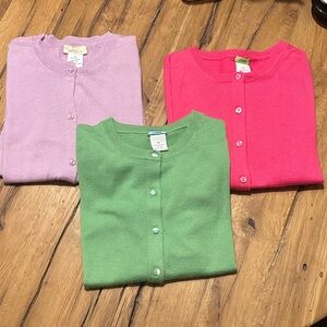 J. Crew Women's Cardigan Trio - Pink, Green, Lavender